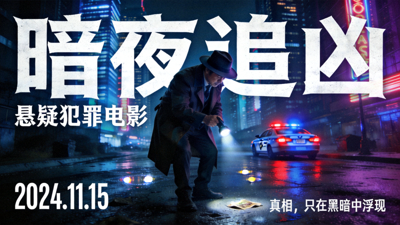 悬疑犯罪电影《暗夜追凶》高清海报 - 都市夜景侦探调查场景