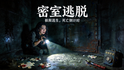悬疑惊悚电影《密室逃脱》高清海报 - 黑暗房间解谜逃生场景